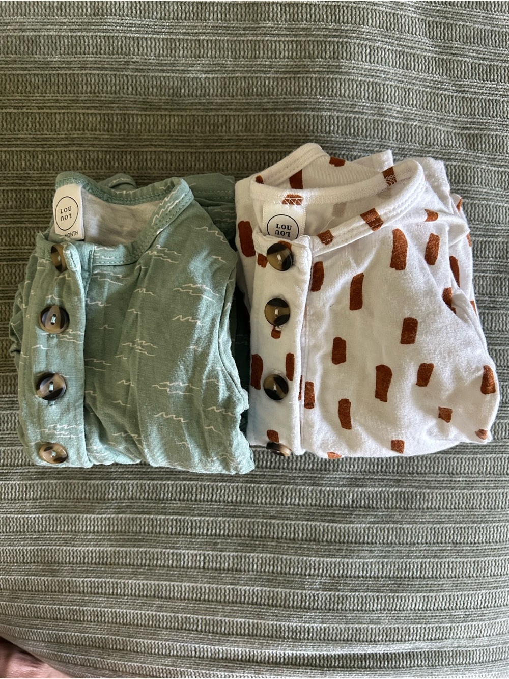 Lou Lou & Company Green and White Kids Matching Sets with Rust Dot Print